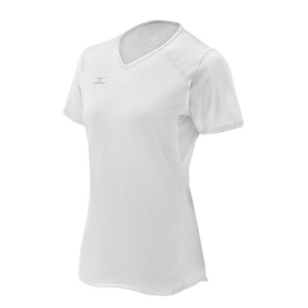 Camisas Mizuno Voleibol Techno VI Short Sleeve - Mulher - Branco - CKSAV0372